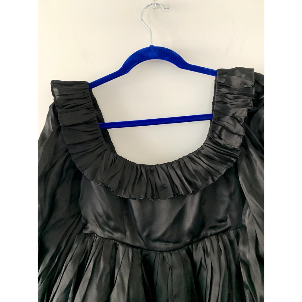 NEW Selkie Caviar Black The French Mayfair Long Puff Dress Size Small - Picture 3 of 7